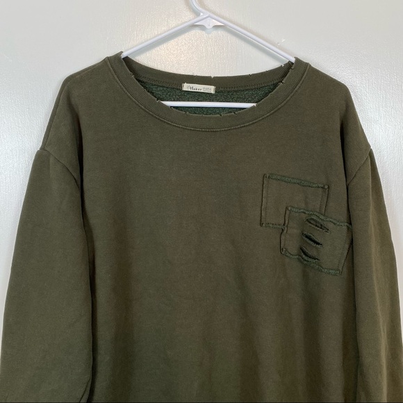 Haker Green long sleeve street oversized sweater sweatshirt minidress U-408 - Picture 2 of 14